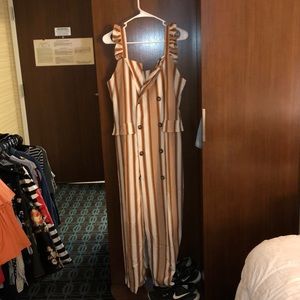 Cream and tan double breasted dress